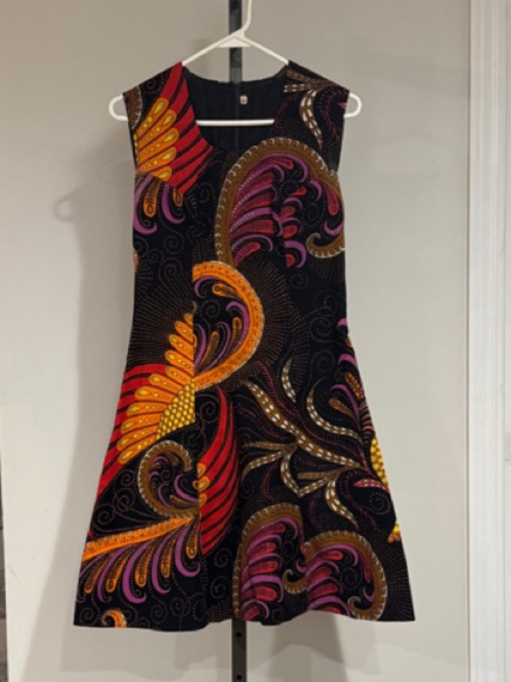 Vintage Statement Print Mini Dress | Size 42 | Bold Paisley A-Line